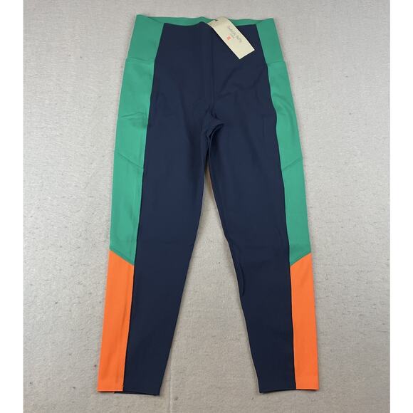 Sweaty Betty Power High Waist 7/8 Workout Leggings Sz L Colour Block Navy Blue - Picture 1 of 12